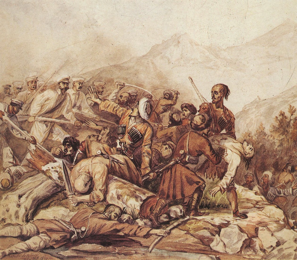 La bataille de la rivière Valerik le 11 juillet 1840, 1840 - Mikhail Yuryevich Lermontov