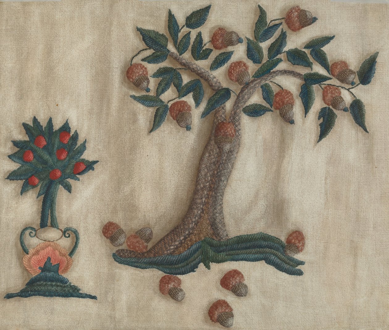 Rideau de lit brodé - Mildred E. Bent