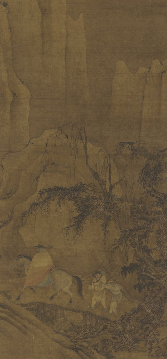 Un voyageur à cheval avec des accompagnateurs - Ming Dynasty Chinese School
