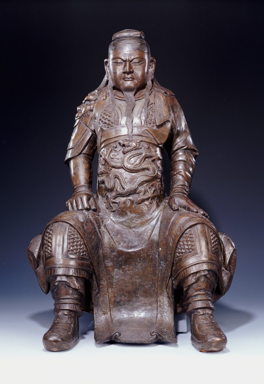 Une grande figure en bronze de Guandi du début de la dynastie Ming - Ming Dynasty Chinese School