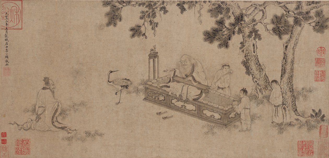 Laozi livrant le Daodejing - Ming Dynasty Chinese School