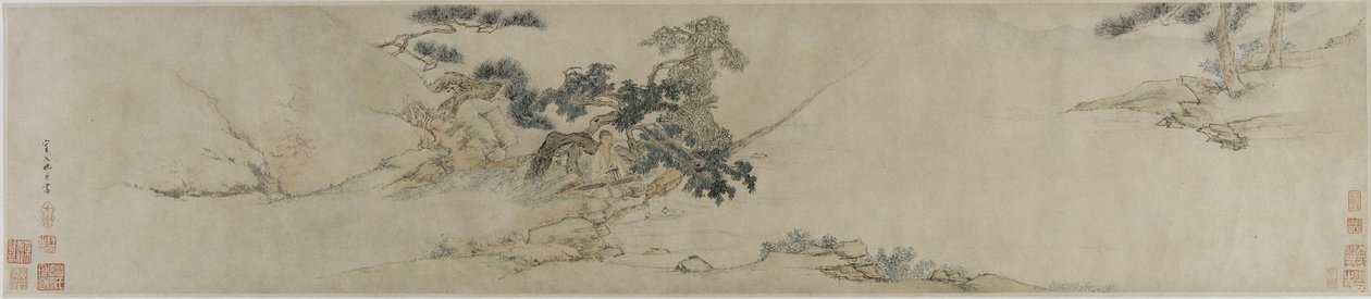 Jouer de la cithare sous un pin, fin 16e-début 17e siècle - Ming Dynasty Chinese School