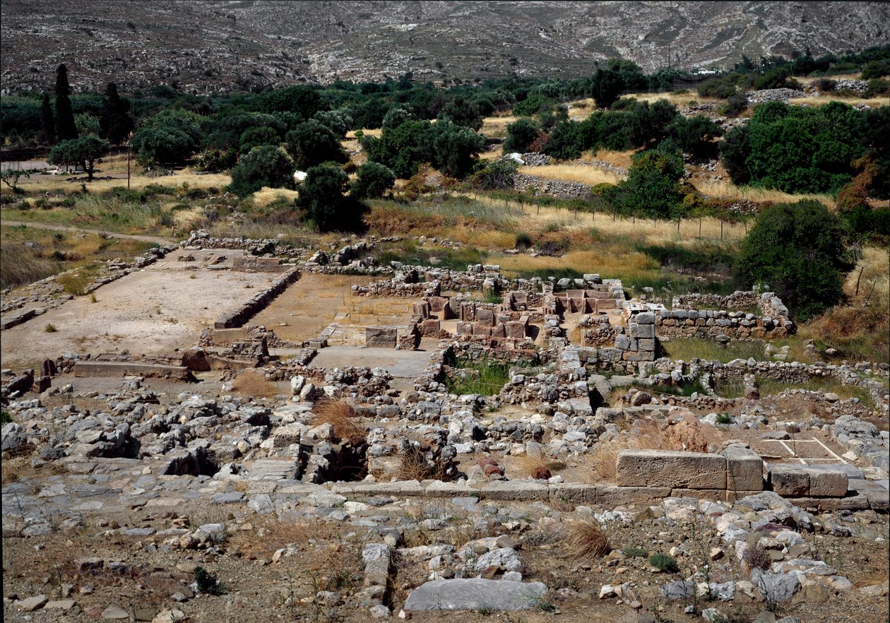 Civilisation minoenne : vue des ruines du palais de Zakros construit vers 1700-1650 av. J.-C. Crète - Minoan