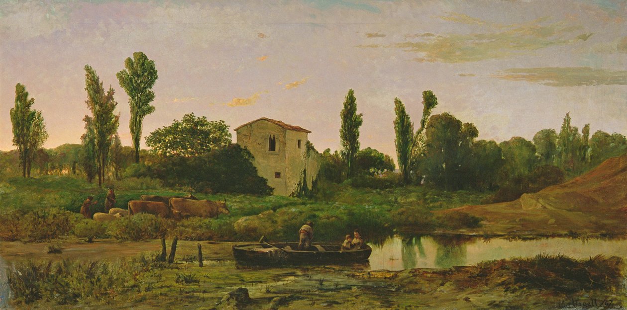 Paysage avec bateau, 1867 - Modest Urgell