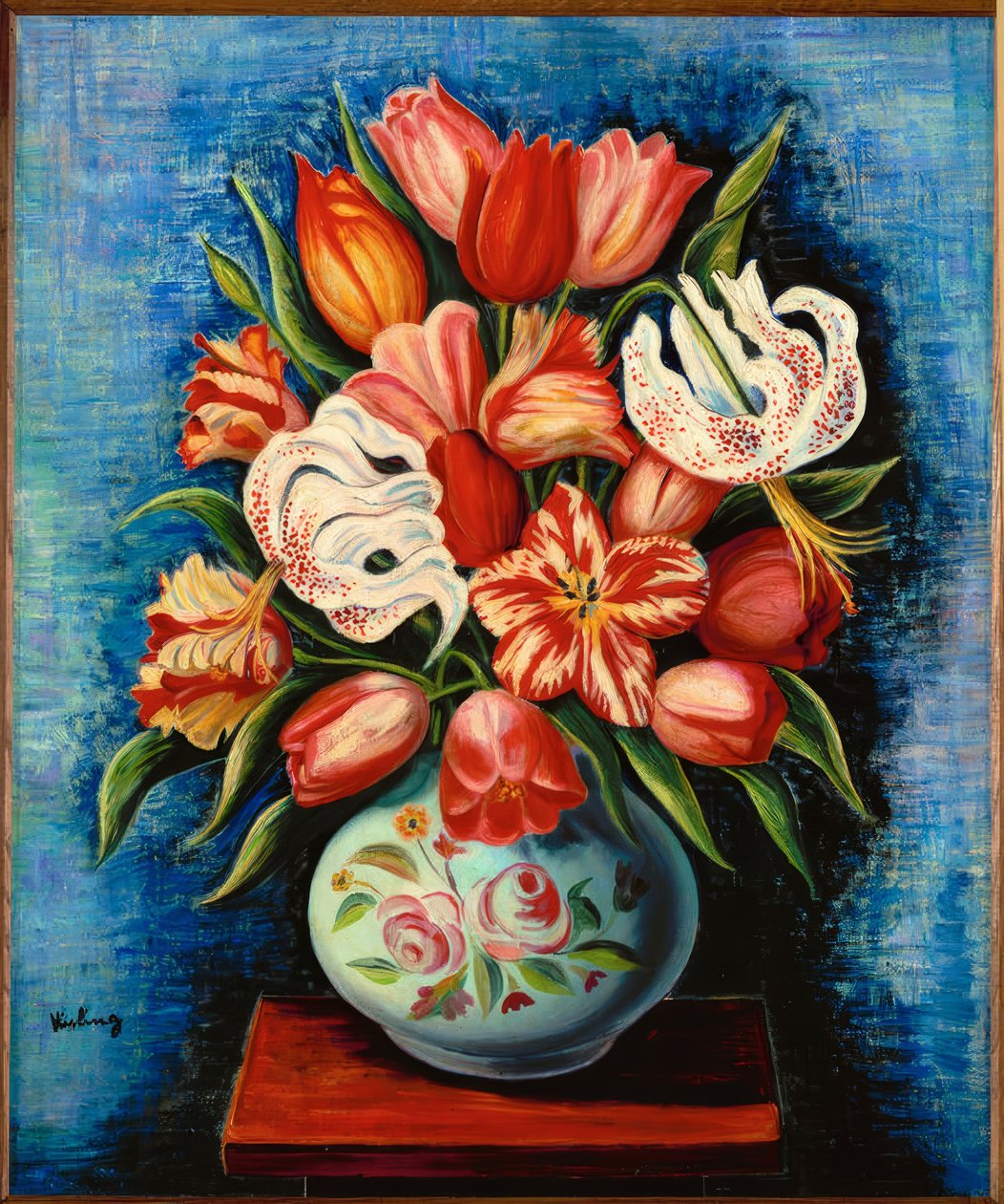 Bouquet de fleurs avec tulipes et lys - Moise Kisling