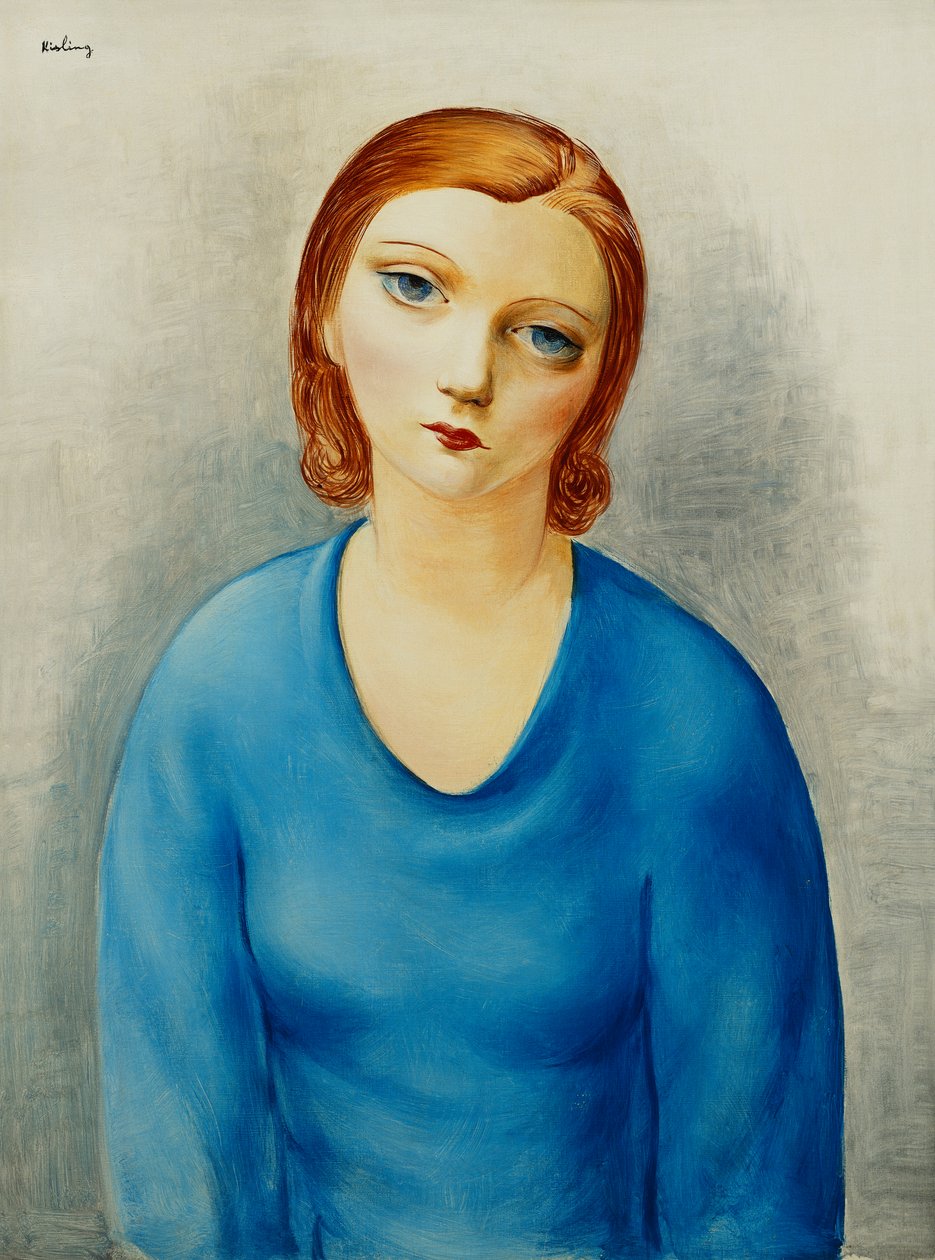 Jeune Femme au Corsage Bleu, vers 1925 (huile sur toile) - Moise Kisling