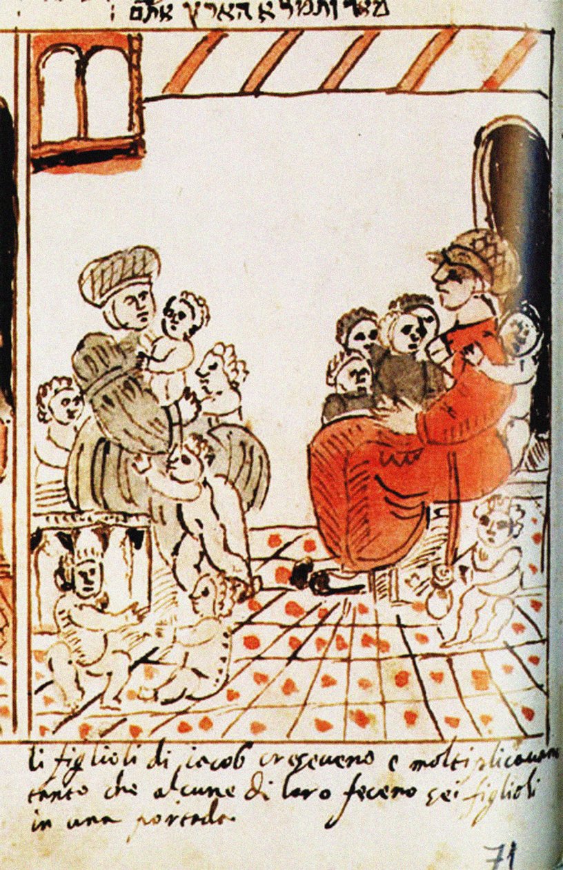 La multiplication des Israélites en Égypte. Le Codex Choumach Pentateuque illustré de Moïse - Moise del Castellazzo