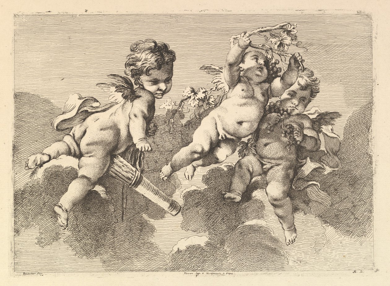 Trois enfants dans les nuages - Monogrammist DA