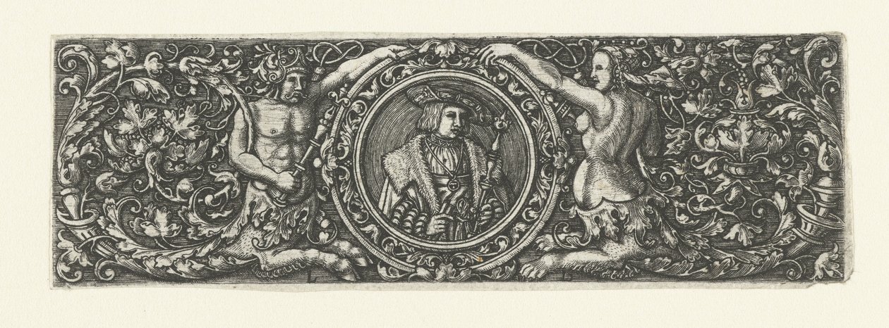 Frise avec portrait de Maximilien Ier dans un médaillon - Monogrammist LB (Nederlanden)