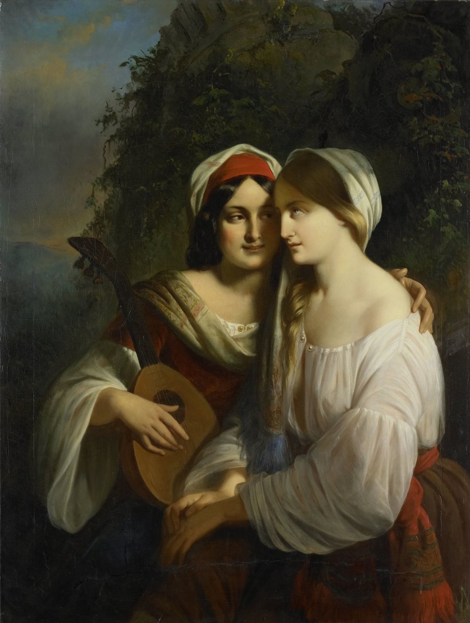 Deux femmes en costume italien - Moritz Calisch (signed by artist)