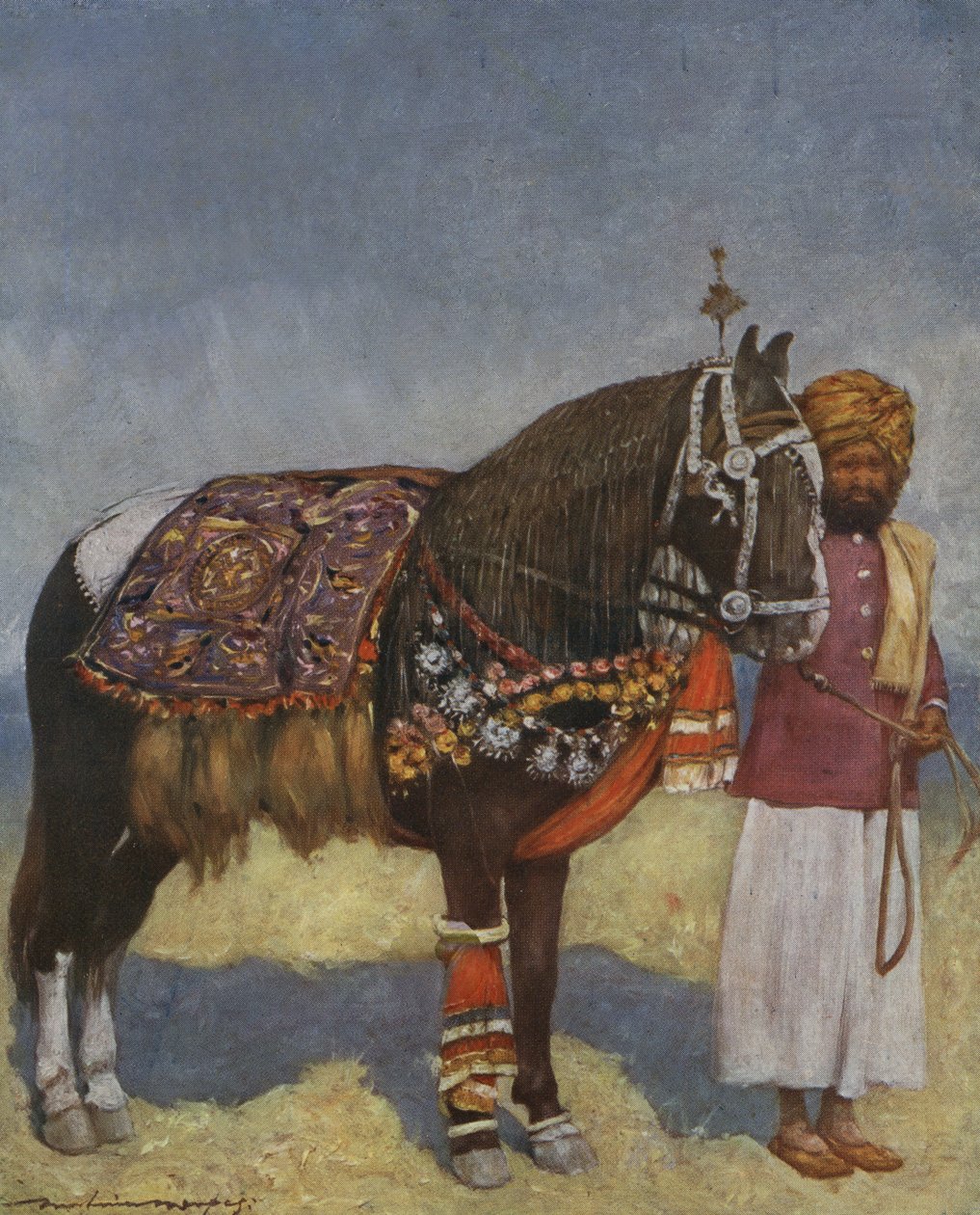 Serviteur indien avec cheval - début du 20e siècle - Mortimer Ludington Menpes