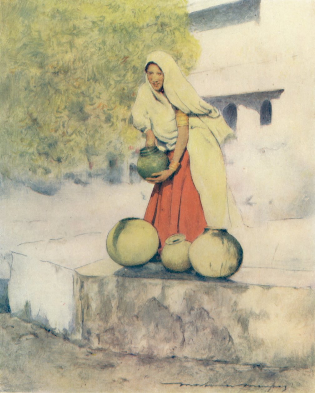 Une femme au puits, Jeypore, 1905 - Mortimer Ludington Menpes