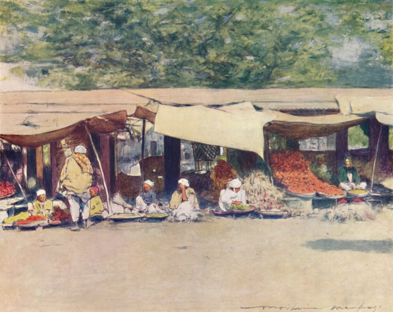 Jour de marché à Peshawur, 1905 - Mortimer Ludington Menpes