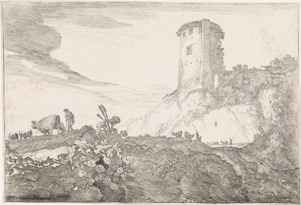 Paysage avec tour ronde - Moyses van Wtenbrouck