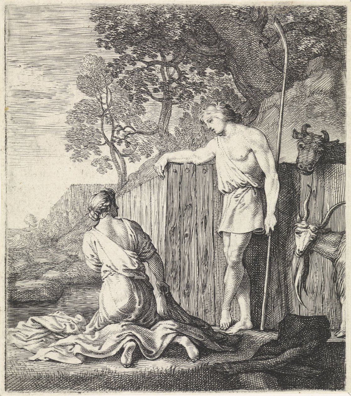 Lavandière et berger près d
