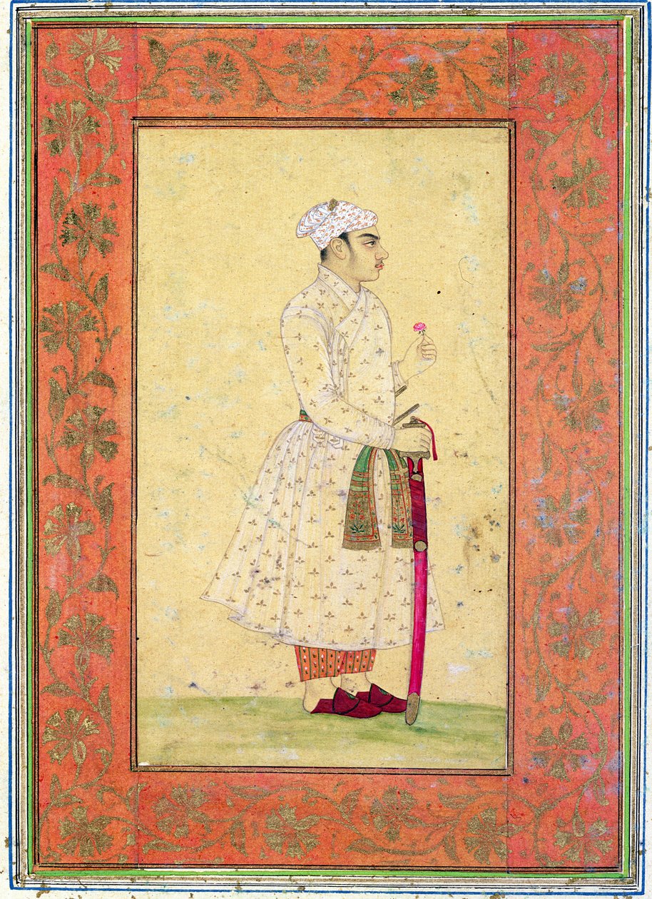 Jeune noble de la cour moghole, du Grand Album Clive - Mughal School