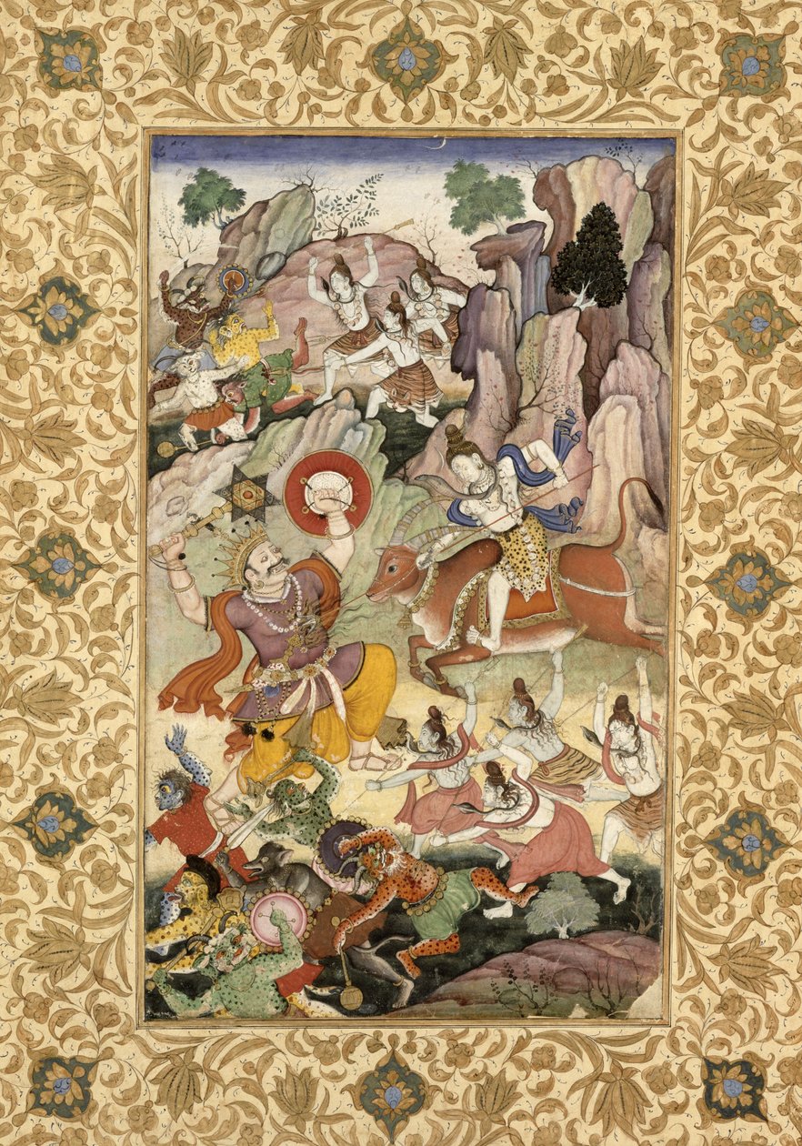 Shiva tuant le démon Andhaka, vers 1585-90 - Mughal School