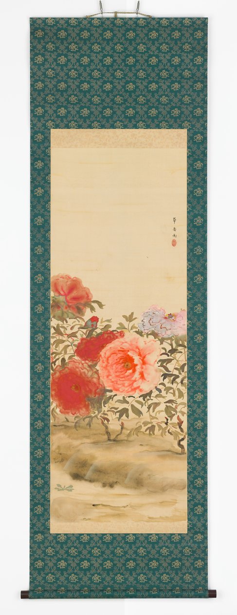Jardin de pivoines,1918 ( encre et couleur sur soie) - Murakami Kagaku