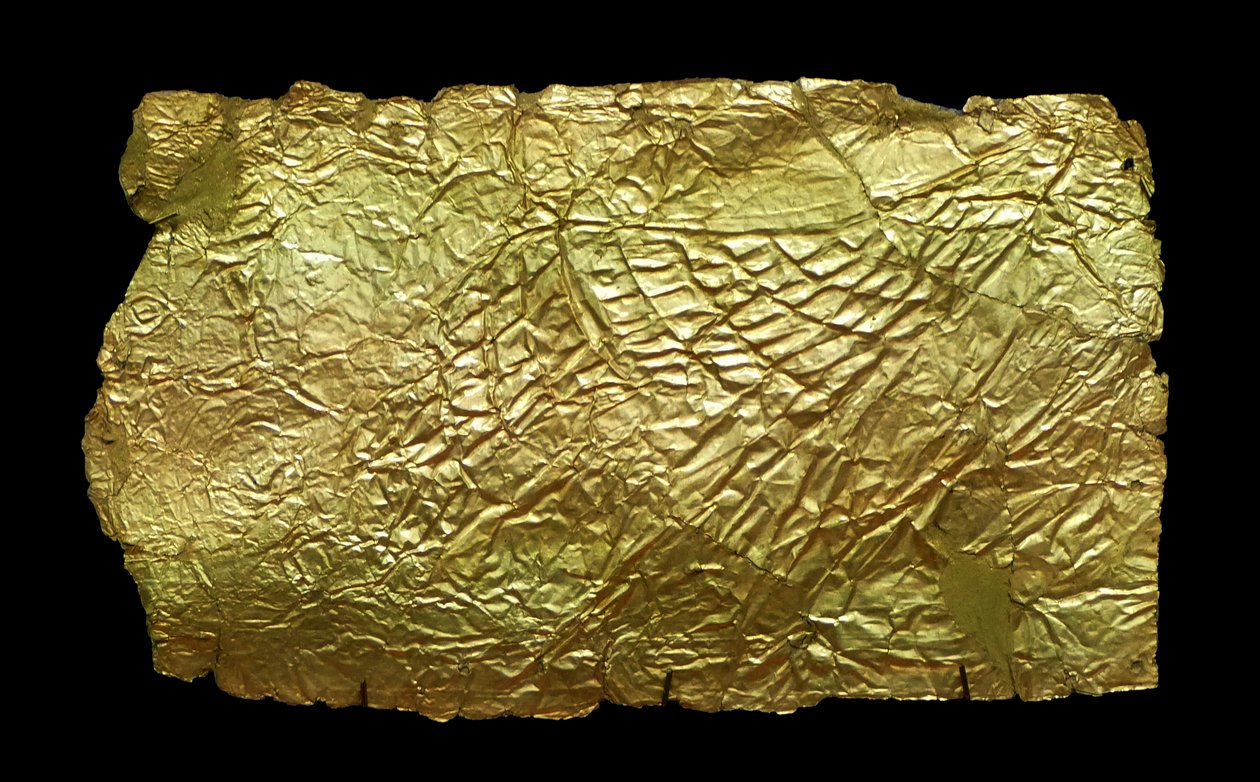 Couverture en or pour plaque en forme de vase en verre - Mycenaean
