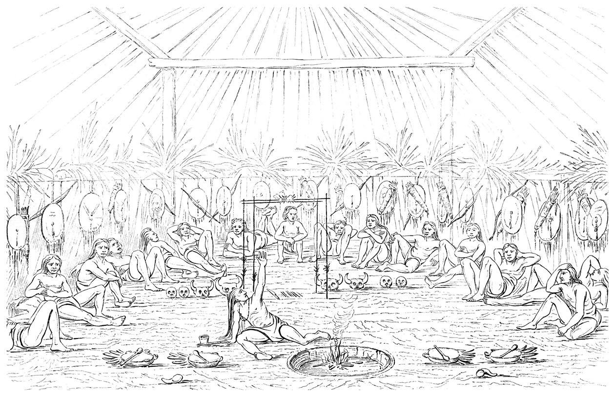 Homme-médecine et intérieur de tipi, 1841 - Myers and Co