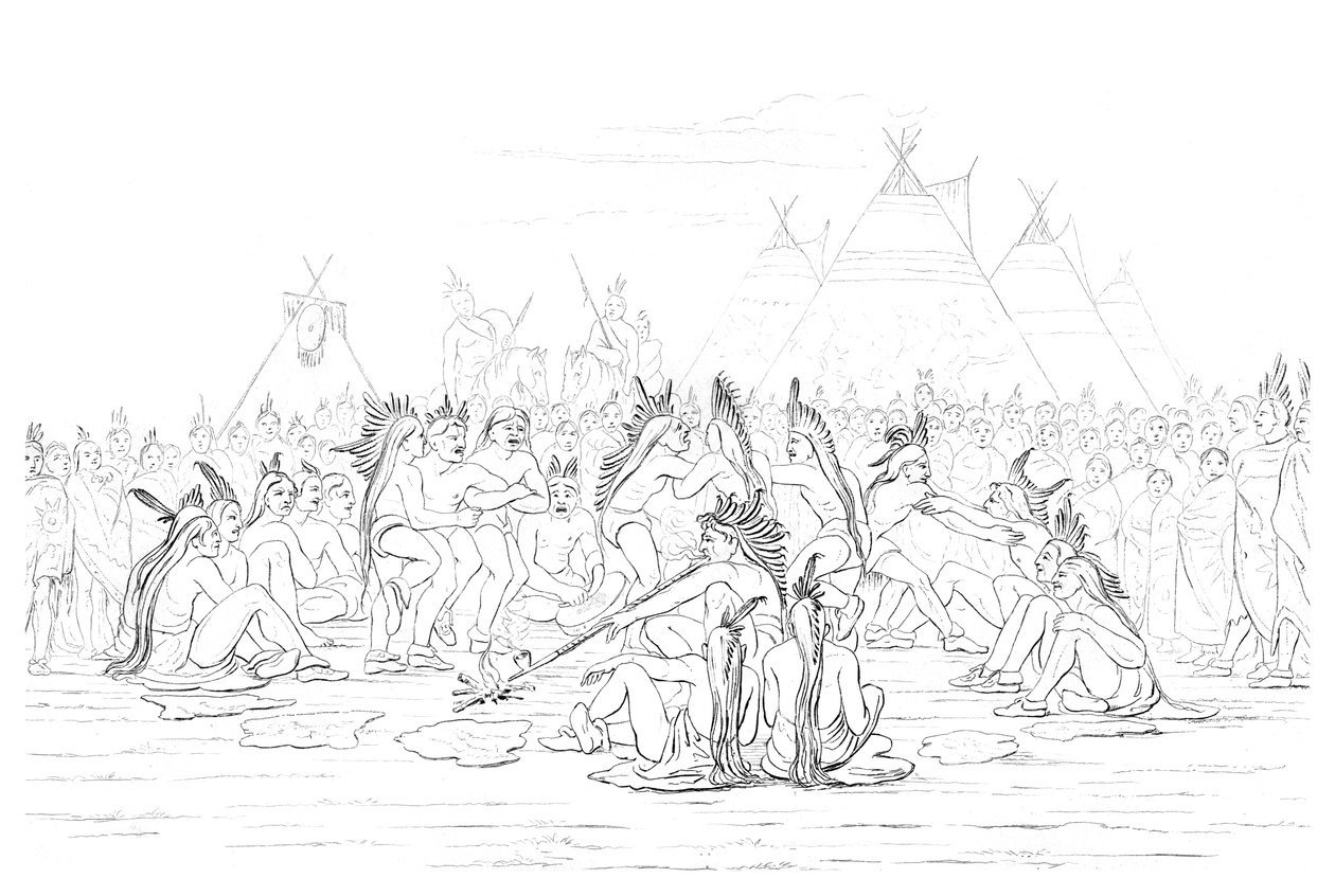 Danse de la pipe amérindienne, 1841 - Myers and Co