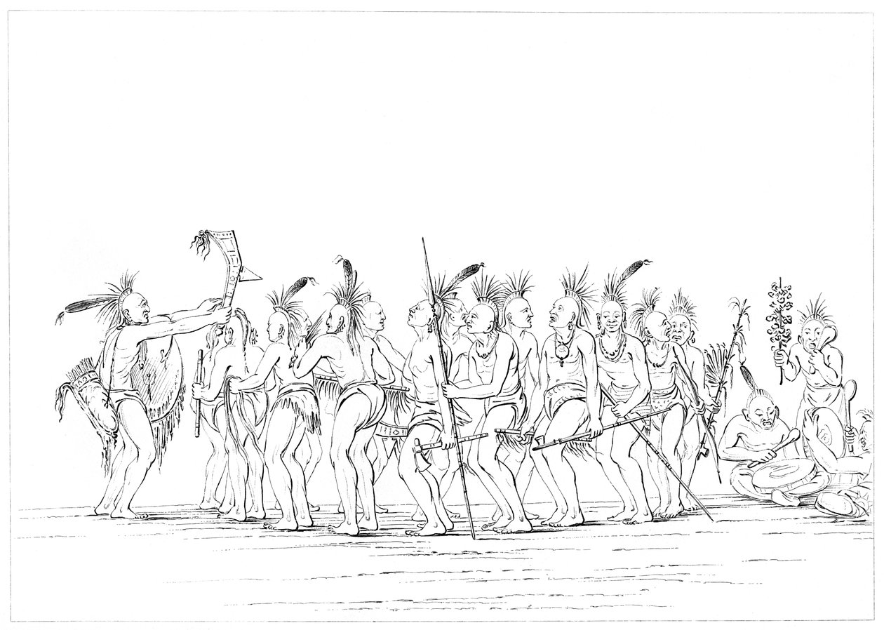 Danse des esclaves, Sac et Fox, Rock Island, Upper Mississippi, 1841 - Myers and Co