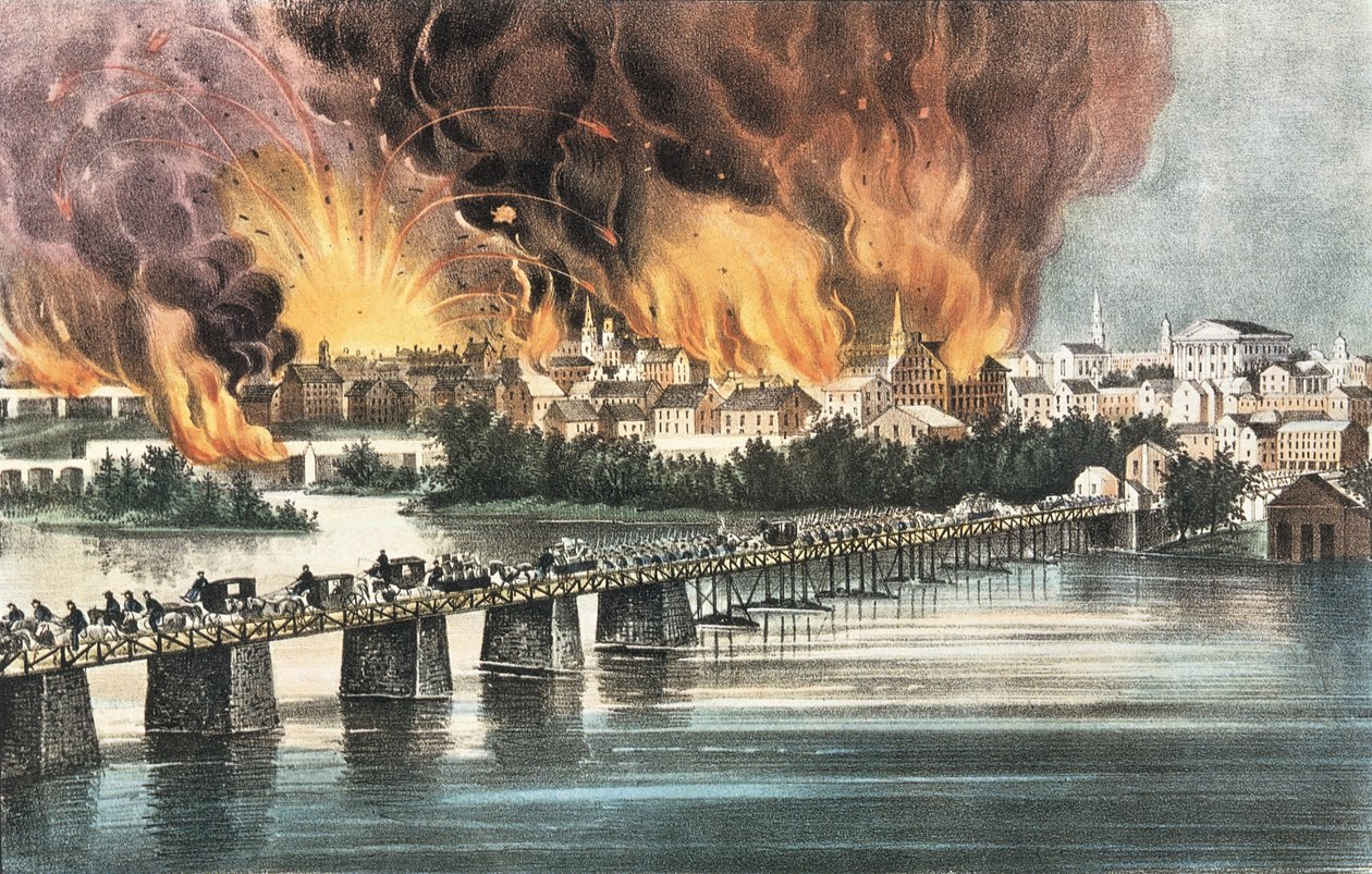 Chute de Richmond, 2 avril 1865 - N. and Ives, J.M. Currier
