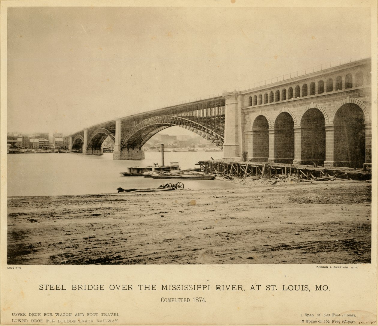 Pont en acier sur le fleuve Mississippi - NY Harroun and Bierstadt
