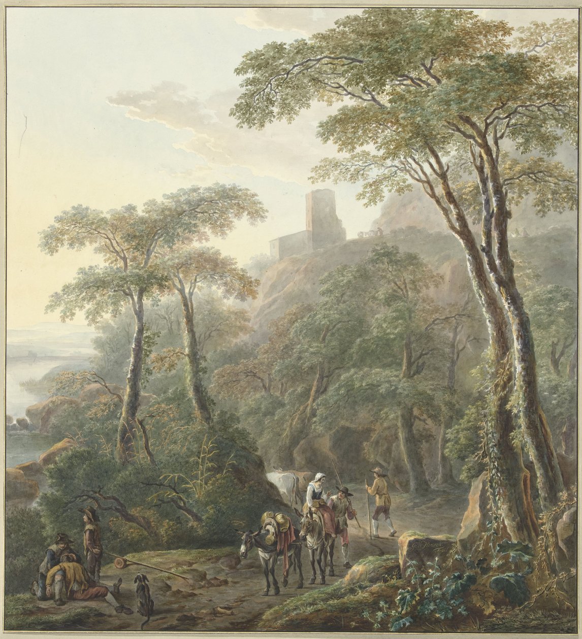 Paysage avec bergers et laitière - N. Lamme