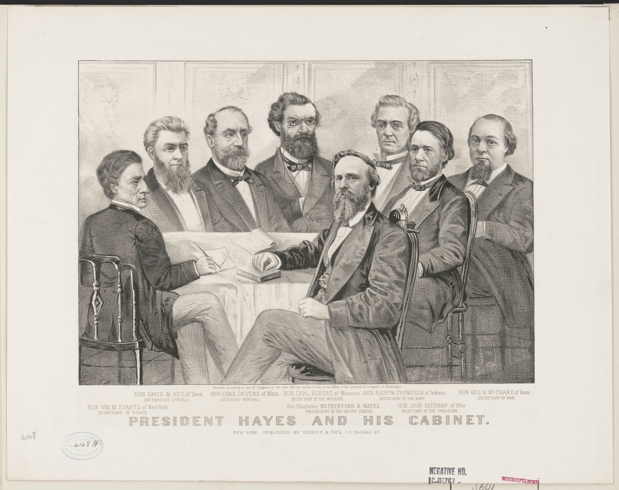 Le président Hayes et son cabinet, vers 1877 - Currier and Ives