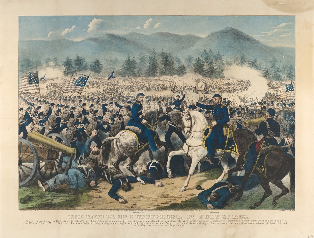 La bataille de Gettysburg, Pennsylvanie, 3 juillet - Currier and Ives