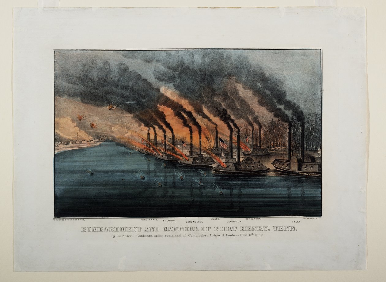 Bombardement et capture de Fort Henry, Tennessee, vers 1862 - N. and Ives, J.M. Currier