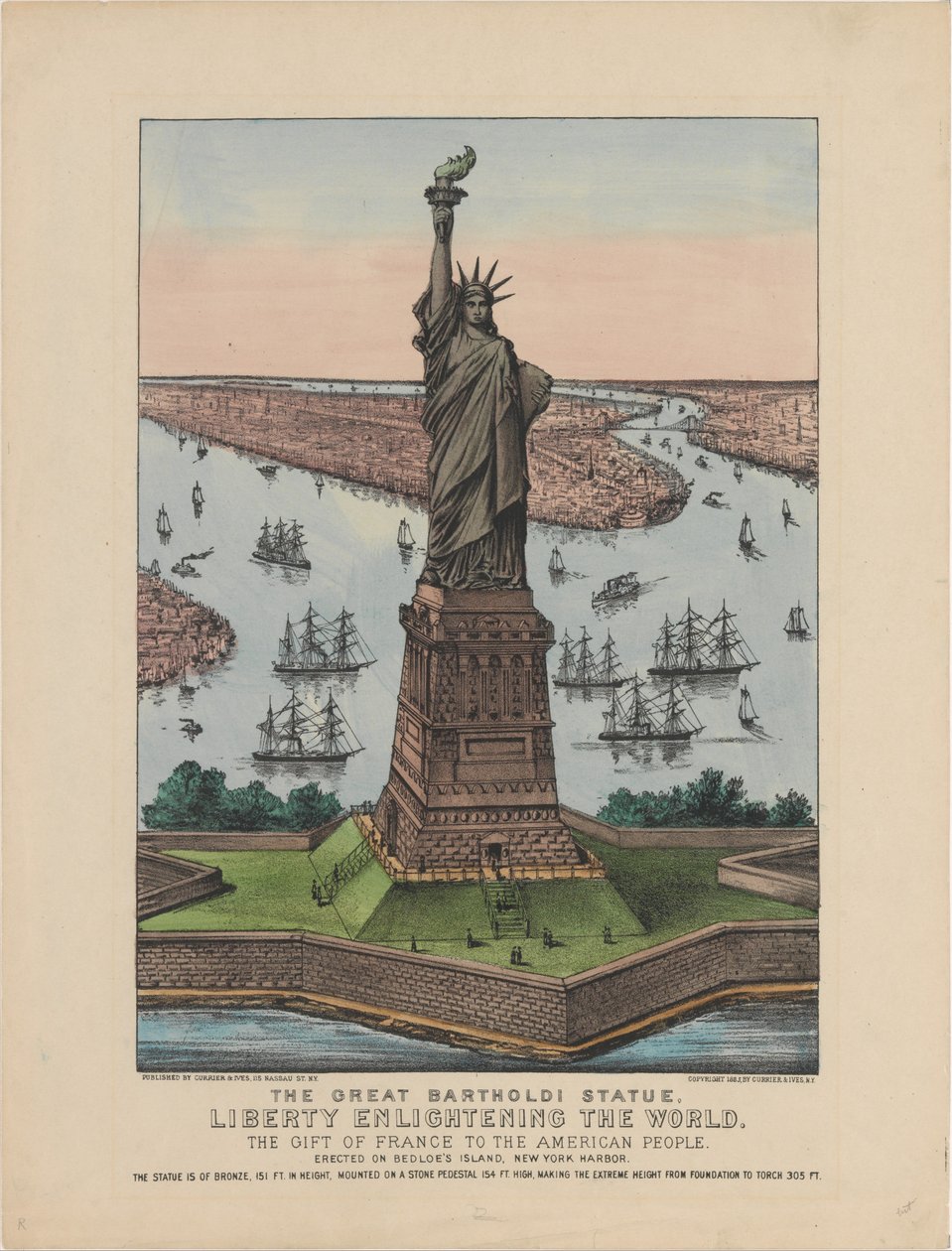 La Grande Statue de Bartholdi – La Liberté Éclairant le Monde, 1885 - N. and Ives, J.M. Currier