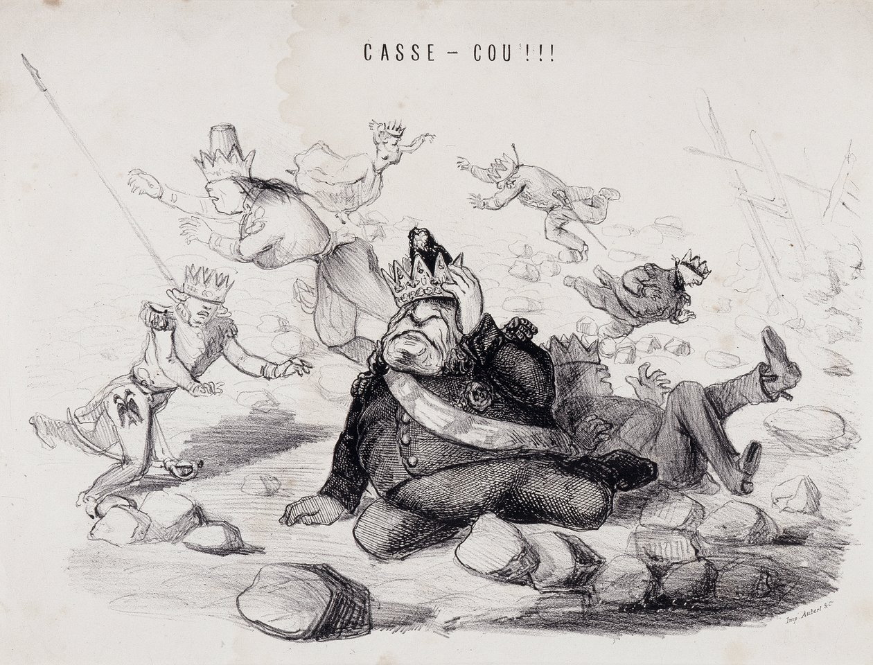Dareneck!!! (Coup du lapin). Lithographie par Gabriel Aubert, imprimeur à Paris qui publie le journal « La Caricature » - Nadar