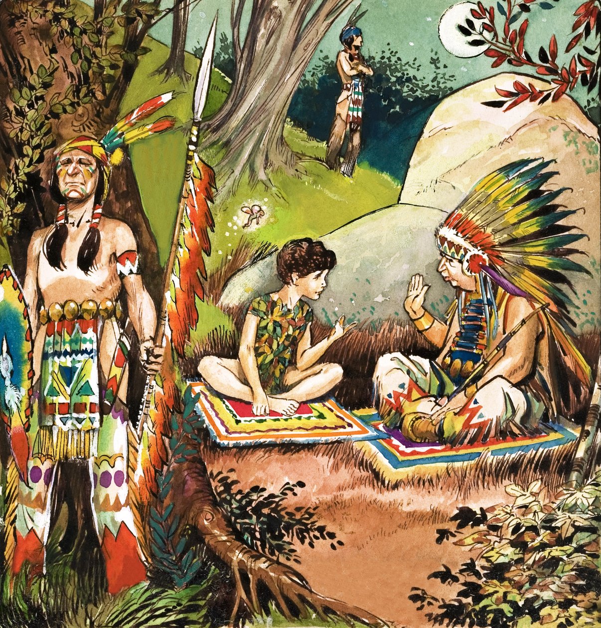 Peter Pan parle avec le chef, illustration de "Peter Pan" de J.M. Barrie (gouache sur papier) - Nadir Quinto