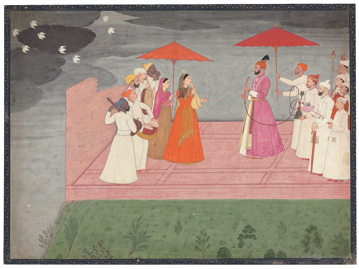 Musiciens jouant un raga pour Balwant Dev Singh pendant la saison des pluies, c.1745-50 - Nainsukh