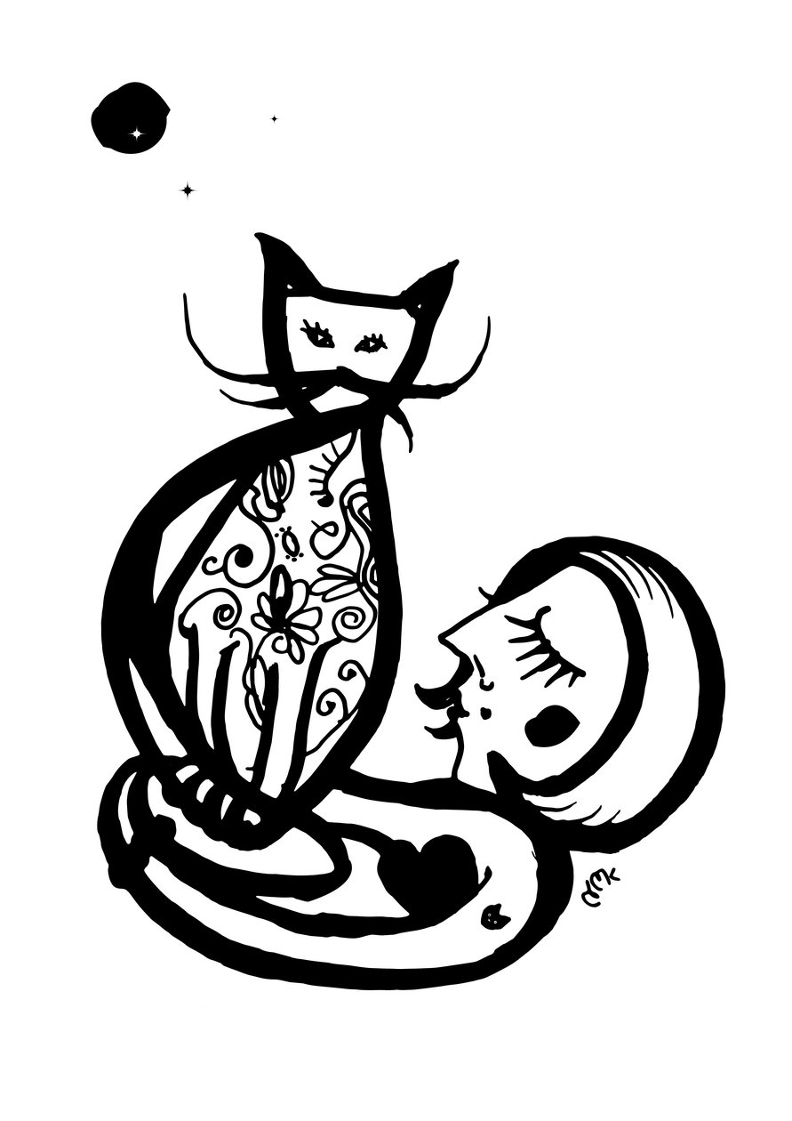 Arty Wednesday Cat, 2021 (encre sur carte) - Nancy Moniz Charalambous