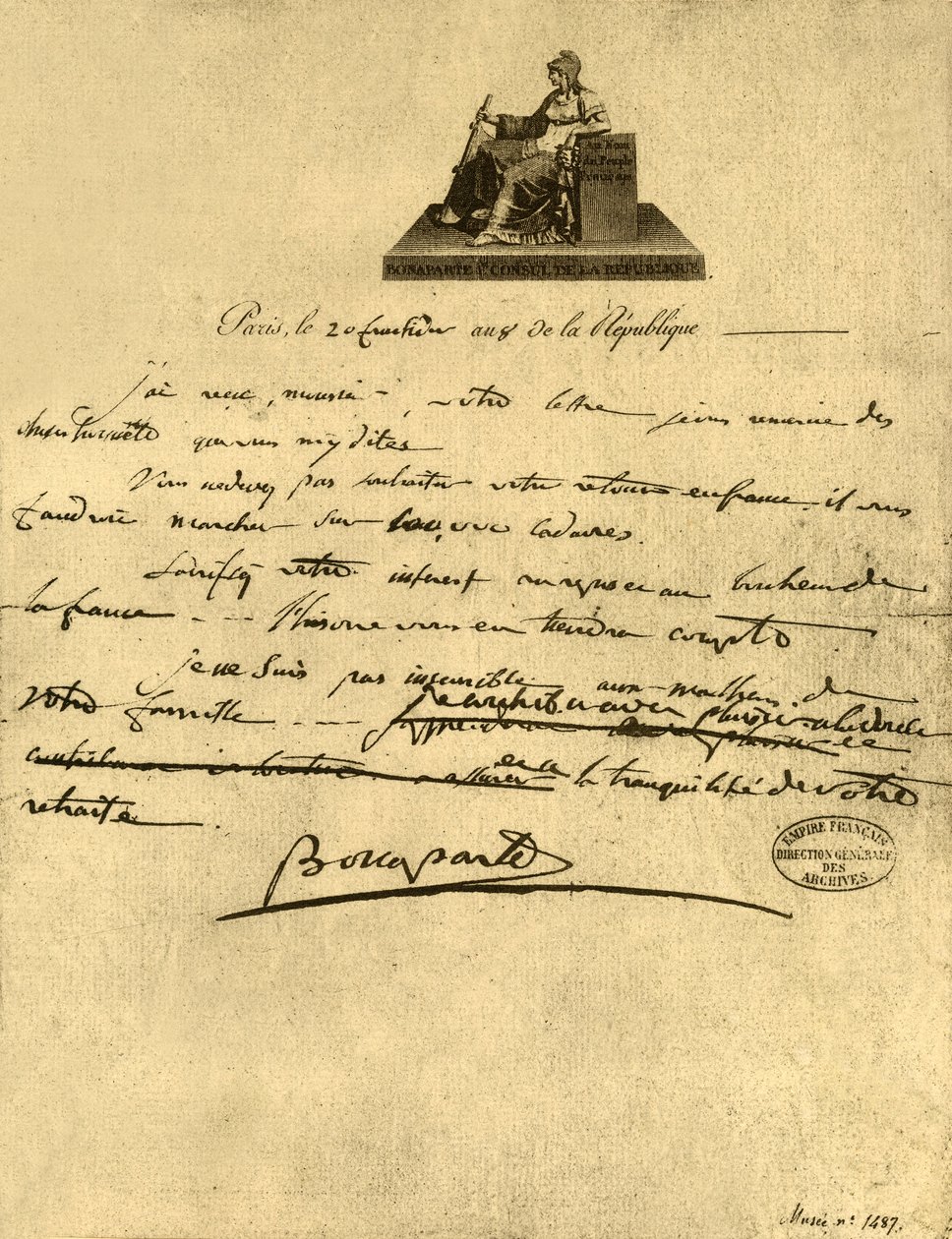 Lettre du Premier Consul Napoléon Bonaparte au Comte de Provence, 6 septembre 1800, 1921 - Napoleon Bonaparte I