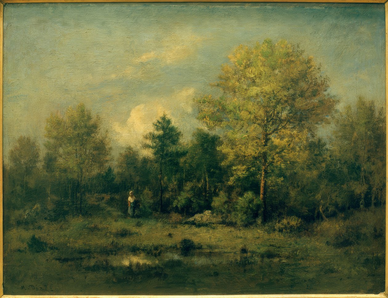 Paysage avec étang dans la forêt - Narcisse Diaz de la Pena