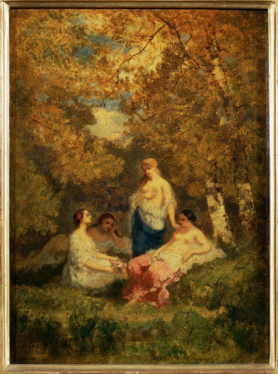 Quatre filles au repos dans la foret - Four girls resting in a … - Narcisse Virgile Diaz de la Peña