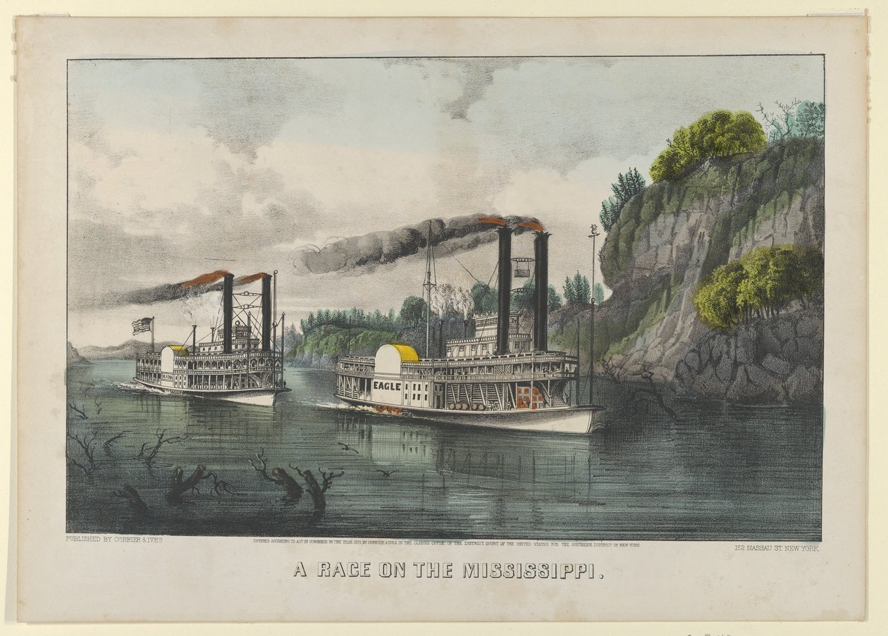 Une course sur le Mississippi, 1870 - Currier and Ives