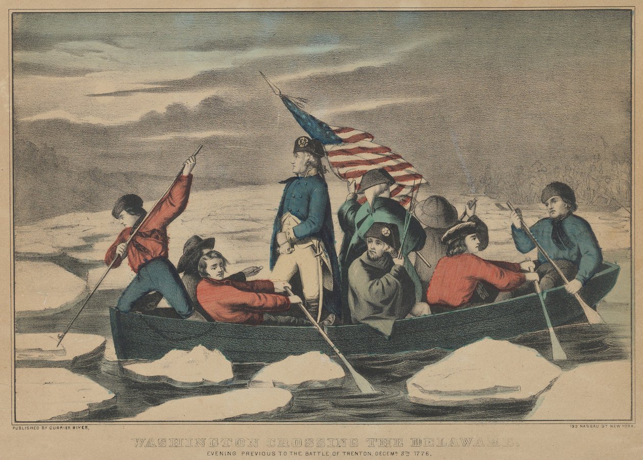 Washington traversant le Delaware - La veille de la bataille de Trenton, décembre, 1857-71 - Currier and Ives
