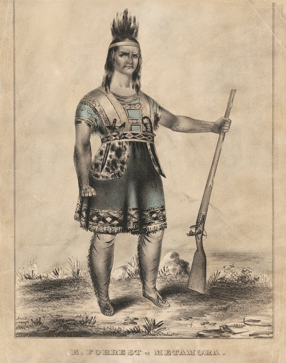 E. Forrest dans le rôle de Metamora - Nathaniel Currier