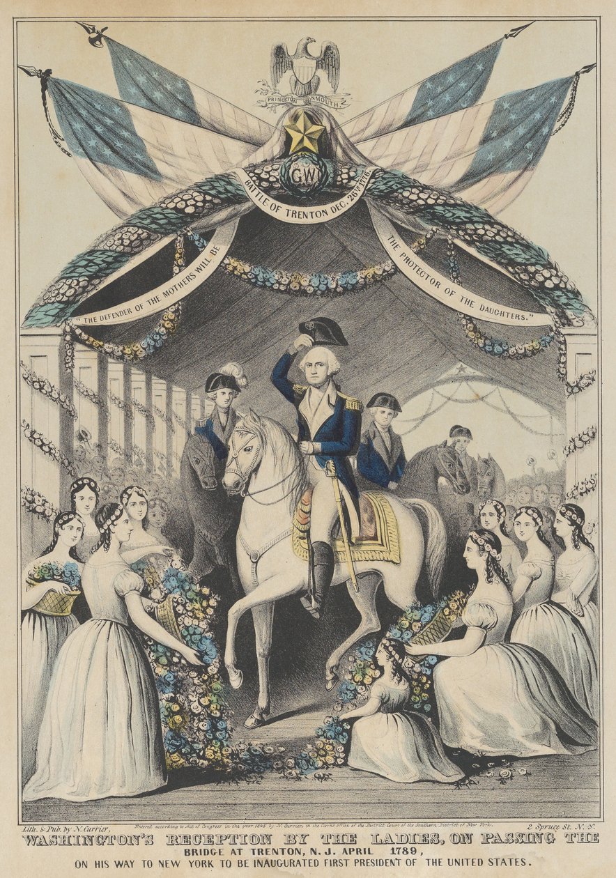 Réception de Washington par les dames en passant le pont à Trenton, N.J., avril 1789, 1845 - Nathaniel Currier