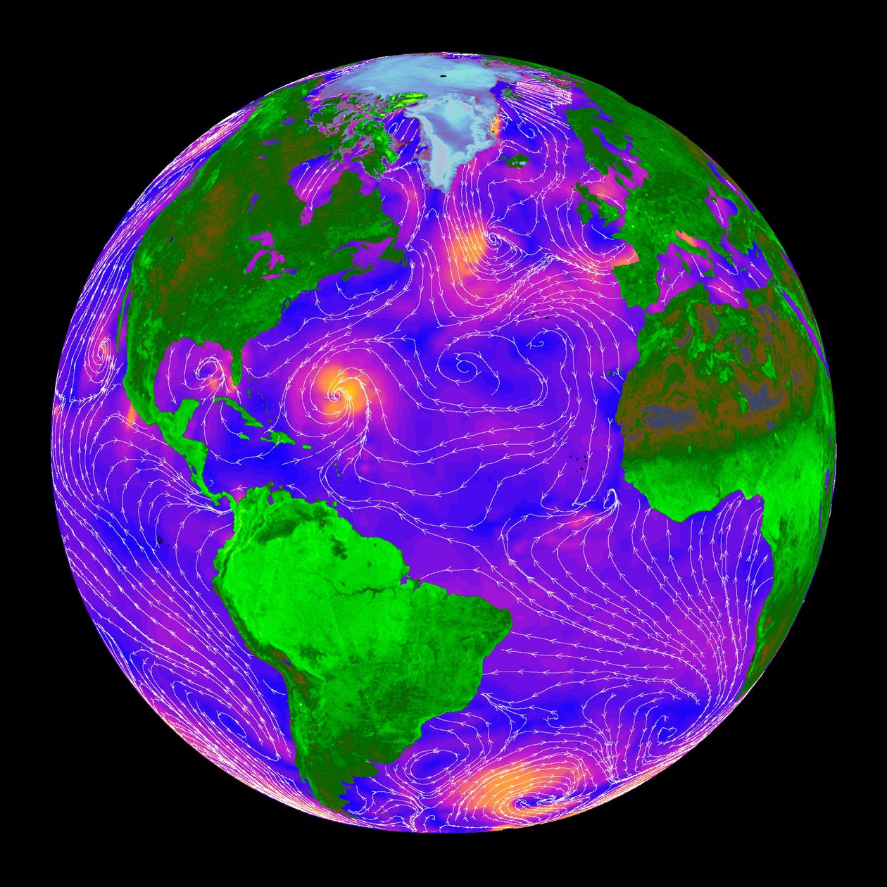 Mesures radar globales dans un ciel clair et à travers les nuages. Les données radar sur les océans fournissent aux scientifiques et aux prévisionnistes météorologiques des informations sur la vitesse et la direction du vent de surface. Crédit NASA. - National Aeronautics and Space Administration National Aeronautics and Space Administration