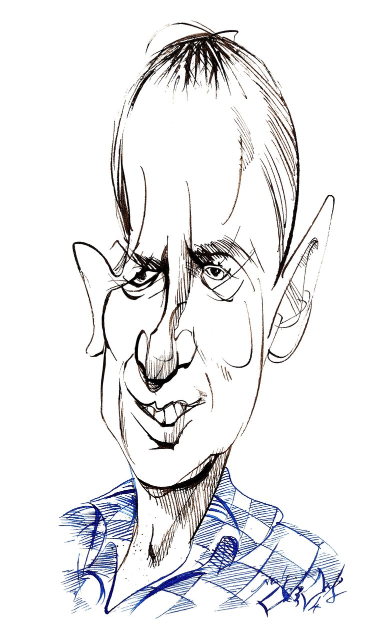 Frank Skinner - caricature du comédien, acteur, écrivain et présentateur anglais, né en 1957 - Neale Osborne