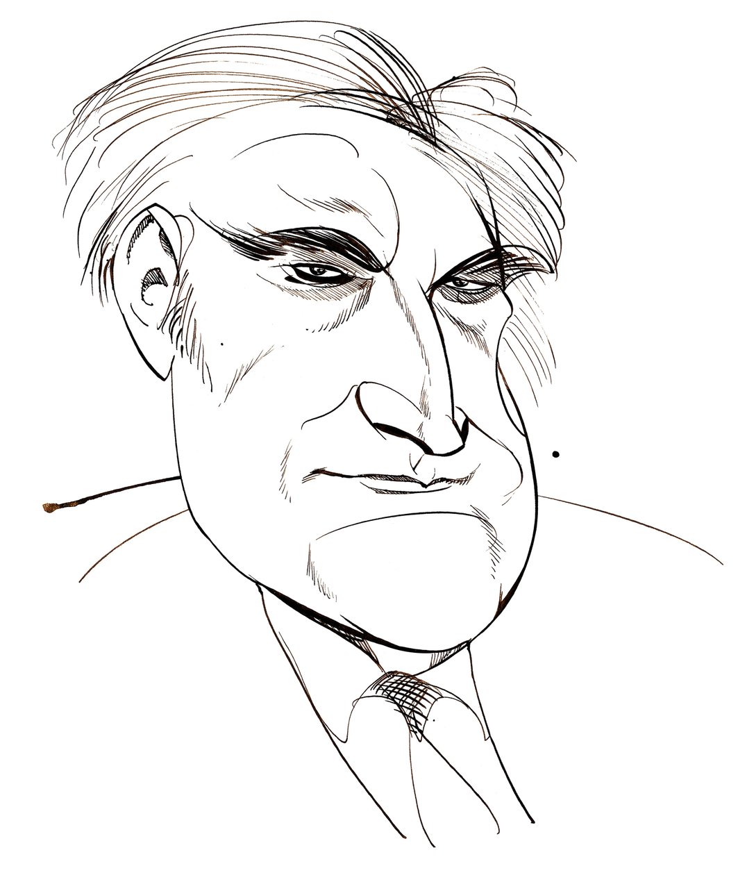 Ted Hughes - caricature du poète lauréat anglais, 1930 - 1998 - Neale Osborne