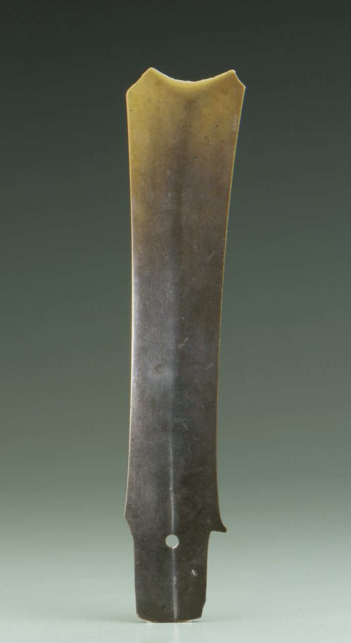 Ciseau fourchu (zhang), culture Qijia, vers 2500-2000 av. J.-C. (jade) - Neolithic Period Chinese School