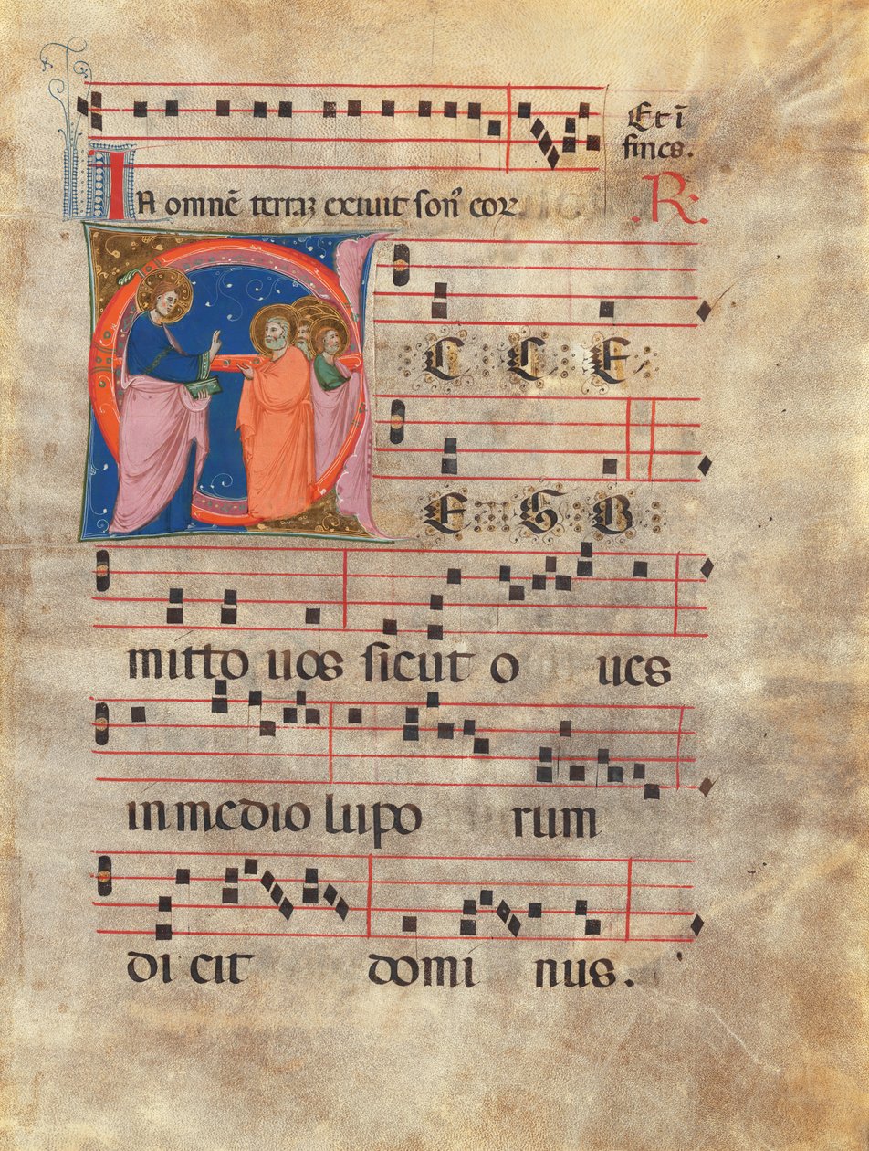 Folio antiphonique avec initiale "E" historiée (CBL W 195.097) - Neri da Rimini