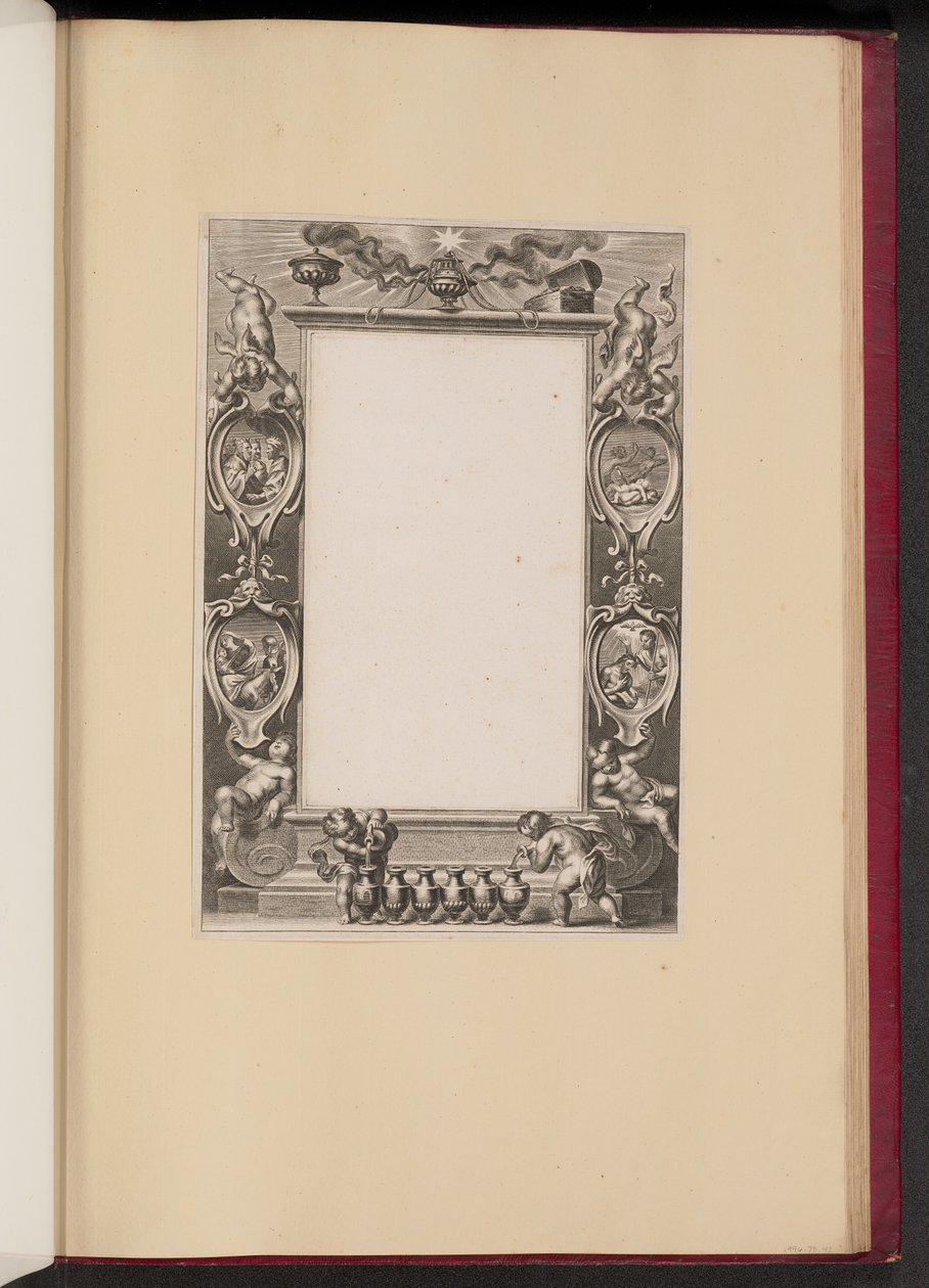 Illustration de Bordure avec des Scènes de la Vie du Christ et des Putti Versant du Vin - Netherlandish 17th Century